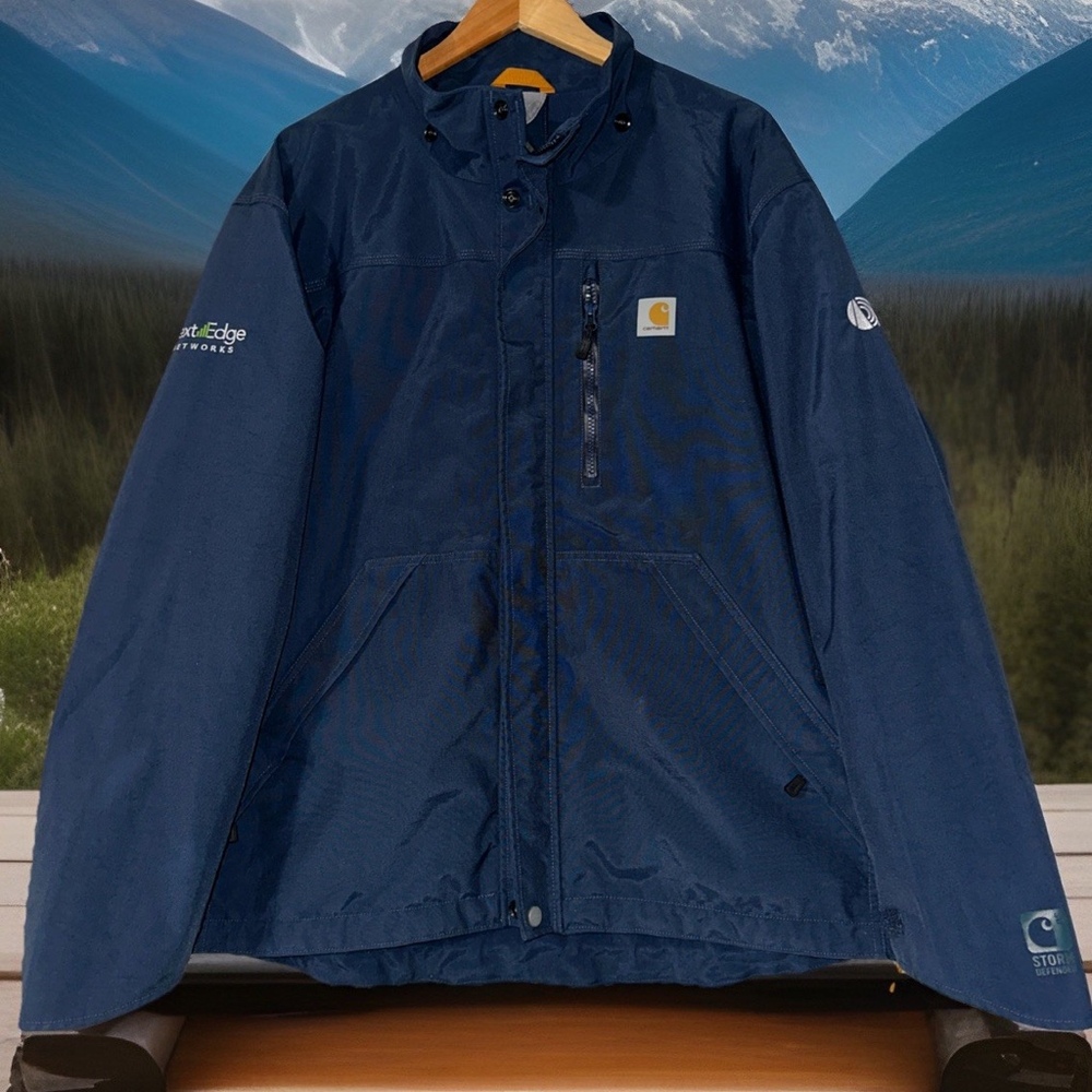 EUC Carhartt Storm Defender Jacket Men's Sz XL J162-412 Navy Blue No Hood
